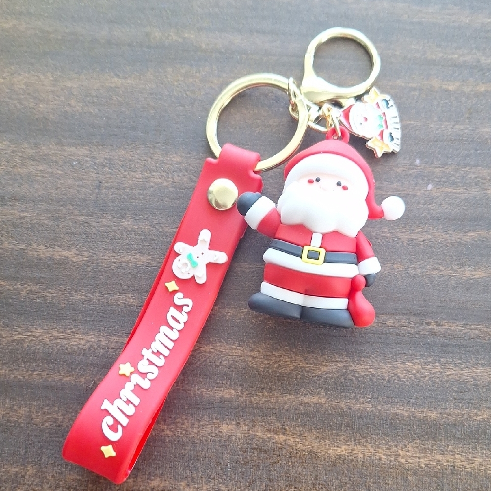 Santa Claus Keychain Bag Charm with Red Strap